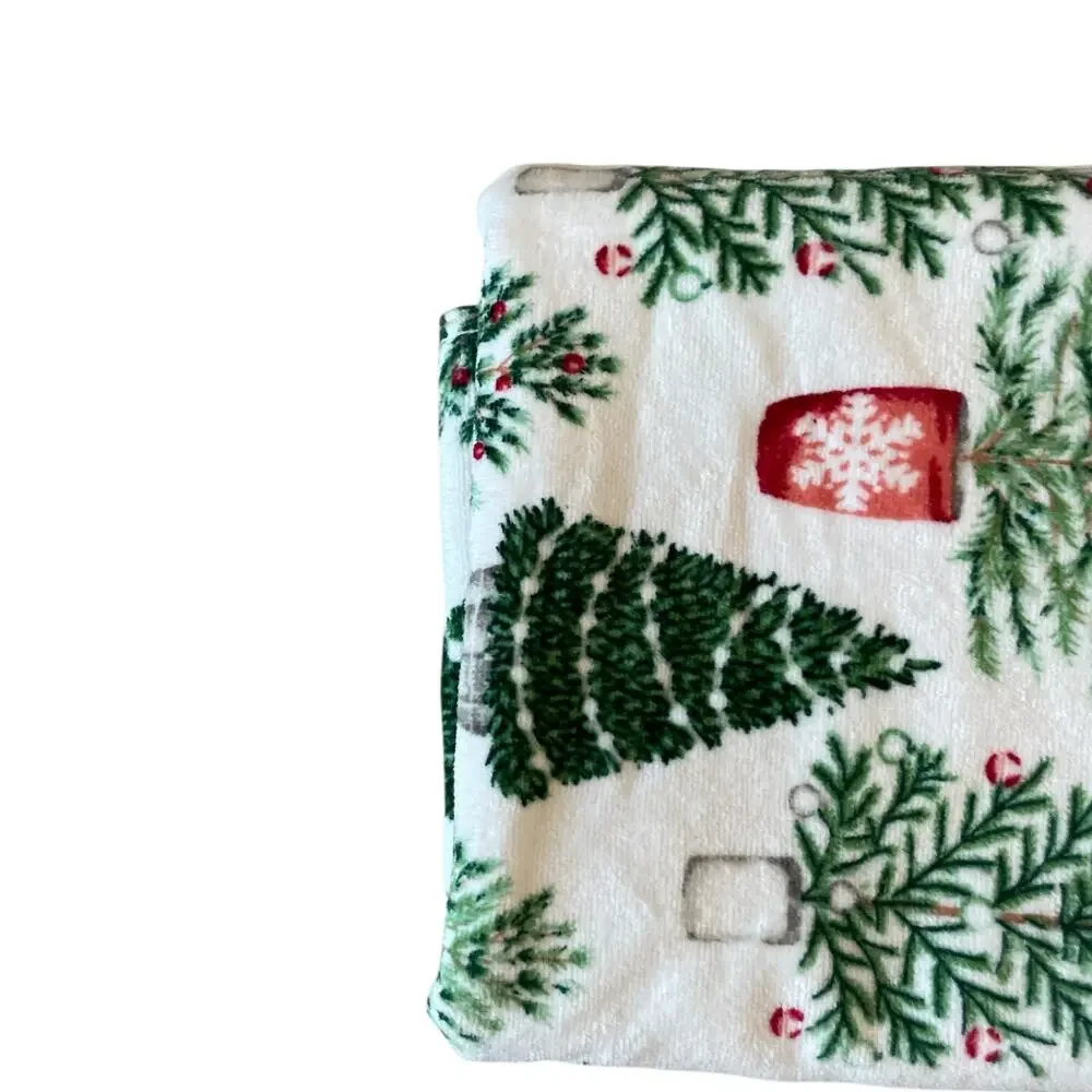 4pc Laura Ashley Christmas Tree Towel Set 2 Finger Tip 2 Bath Cotton New
